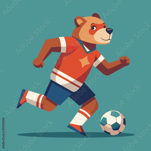 cartoon bear soccer maskot