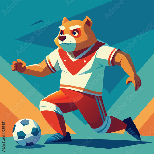 cartoon bear soccer maskot