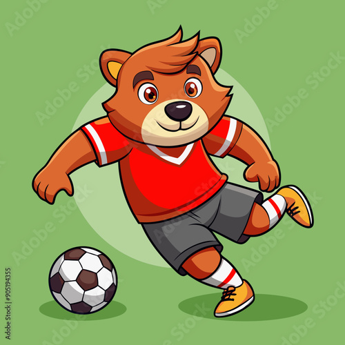 cartoon bear soccer maskot