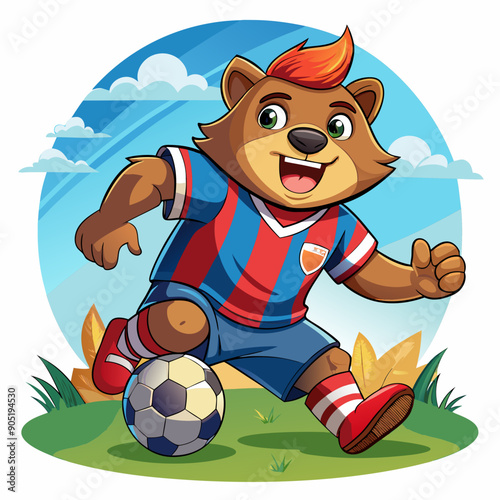 cartoon bear soccer maskot