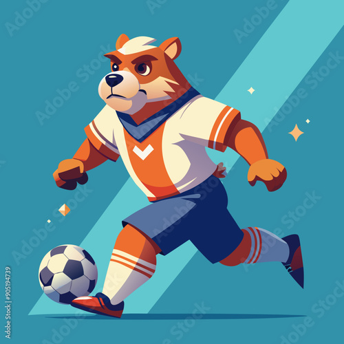 cartoon bear soccer maskot