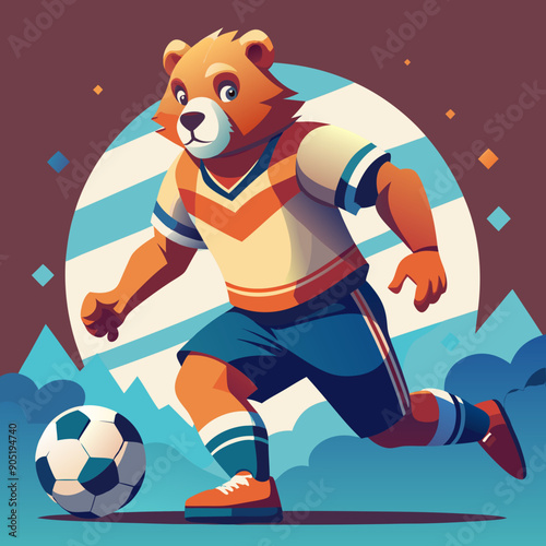 cartoon bear soccer maskot