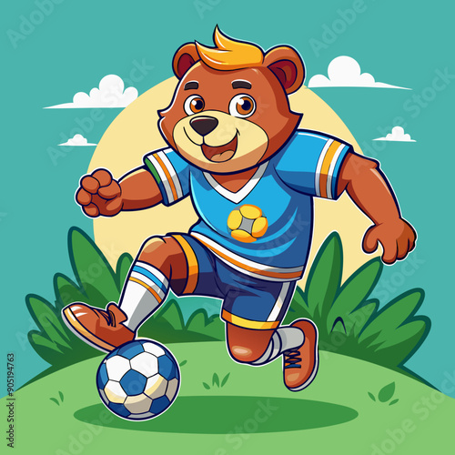 cartoon bear soccer maskot