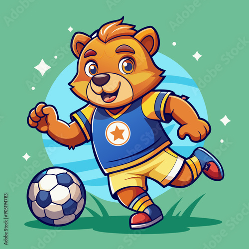 cartoon bear soccer maskot