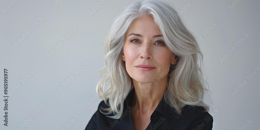 portrait of a beautiful woman with gray hair