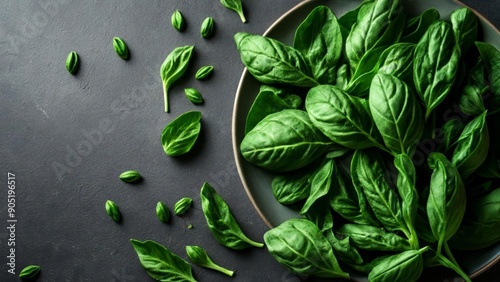  Fresh basil leaves ready to add flavor to your dish photo