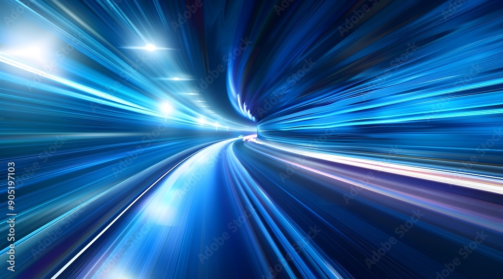 Abstract blue light speed background with motion blur and glowing lines, futuristic technology concept Abstract blue light speed background with motion blur and glowing lines, futuristic technology concept