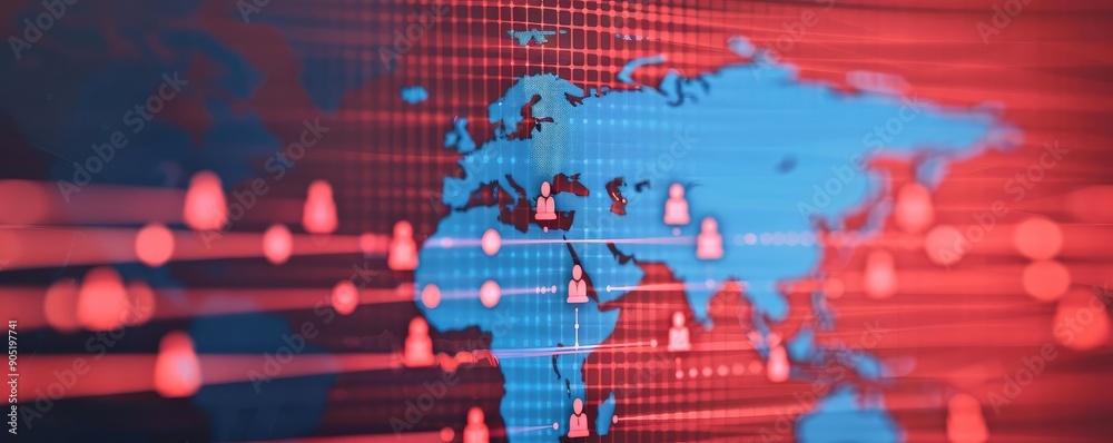 Obraz premium Global map with banking icons representing international transactions, financial network, global finance