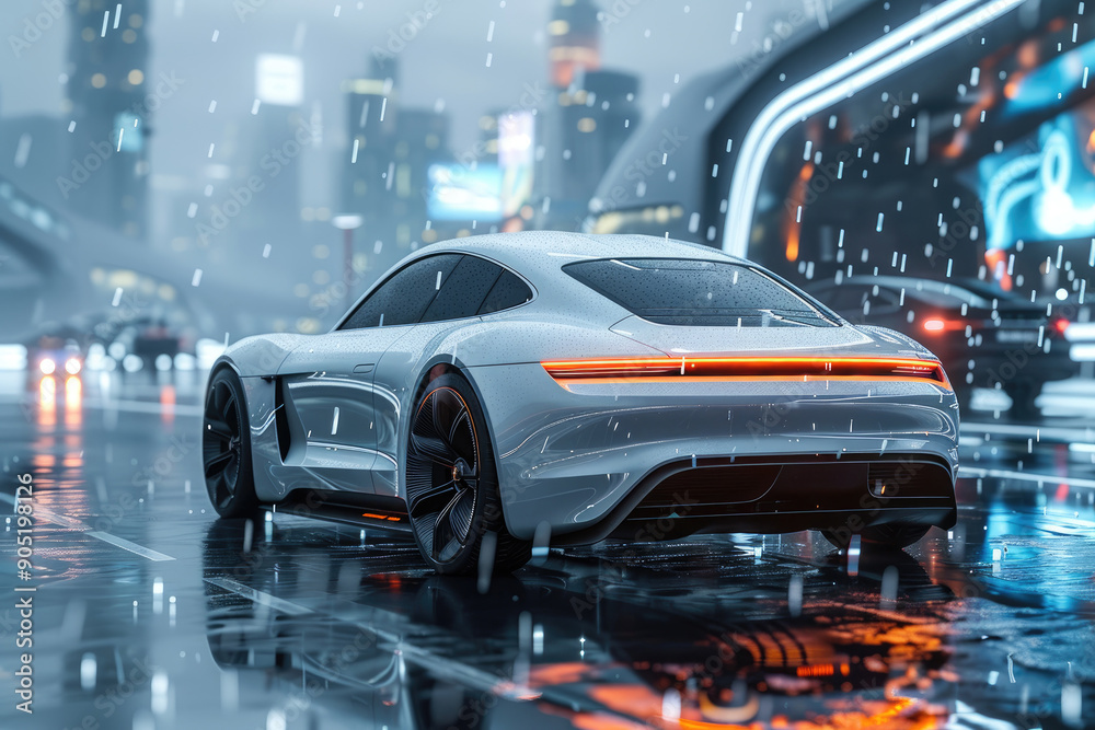 Autonomous electric car self-driving technology AI