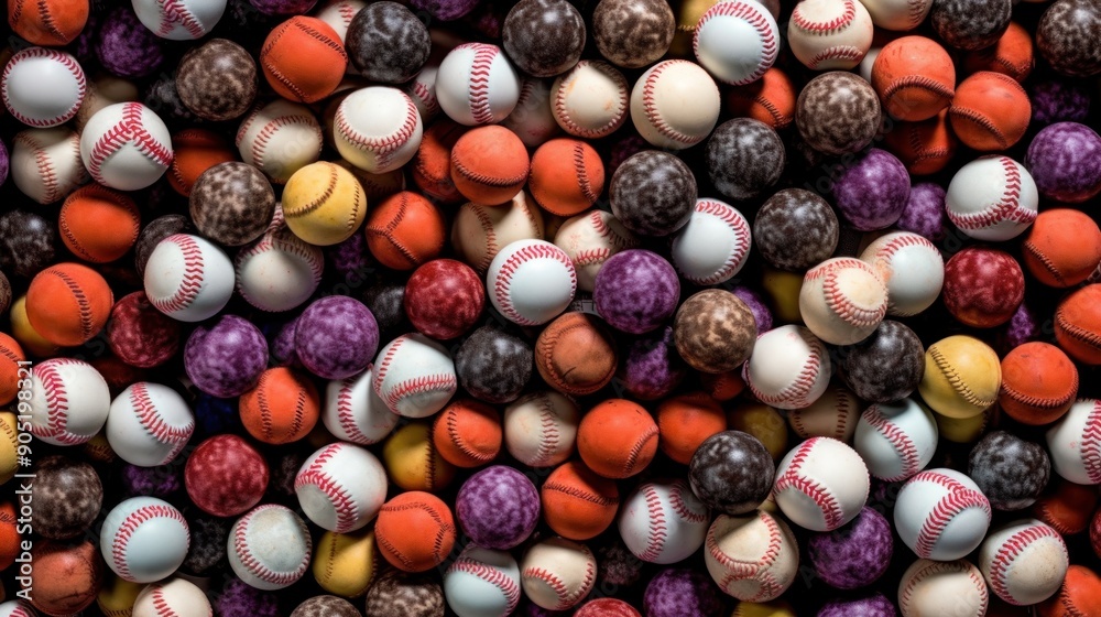 A Collection of Colorful Baseball Balls