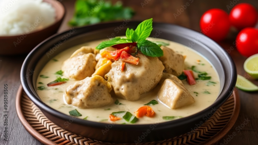 Delicious Thaiinspired soup ready to be savored Delicious Thaiinspired soup ready to be savored