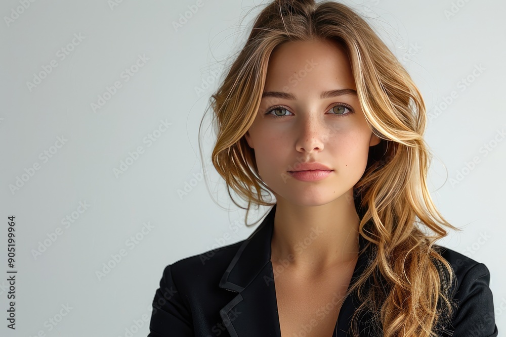 Businesswoman formal outfit, professional and approachable in a studio portrait Businesswoman formal outfit, professional and approachable in a studio portrait