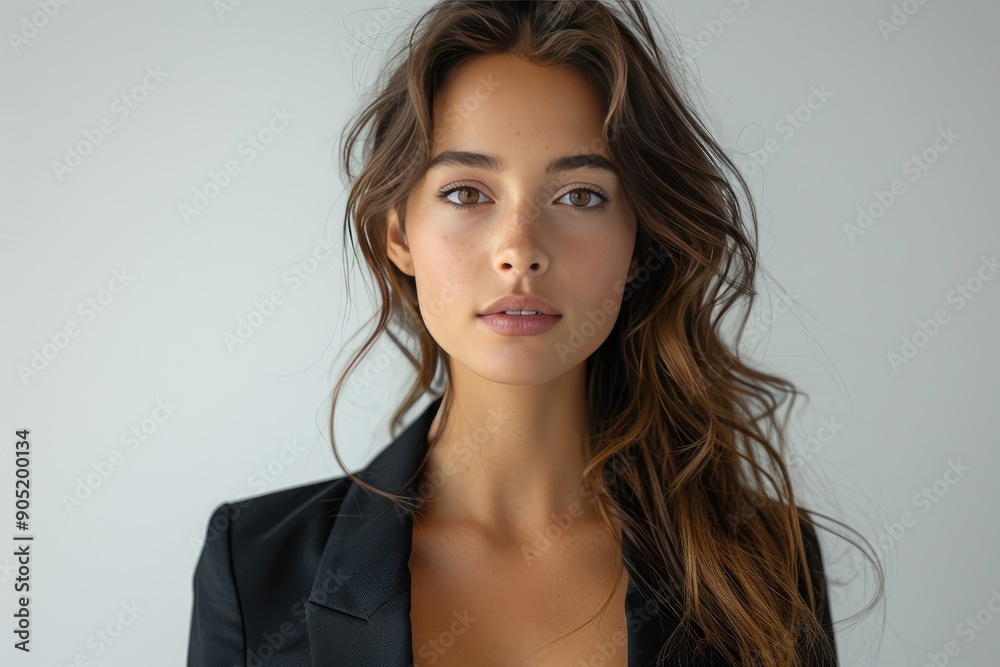 Businesswoman formal outfit, professional and approachable in a studio portrait Businesswoman formal outfit, professional and approachable in a studio portrait