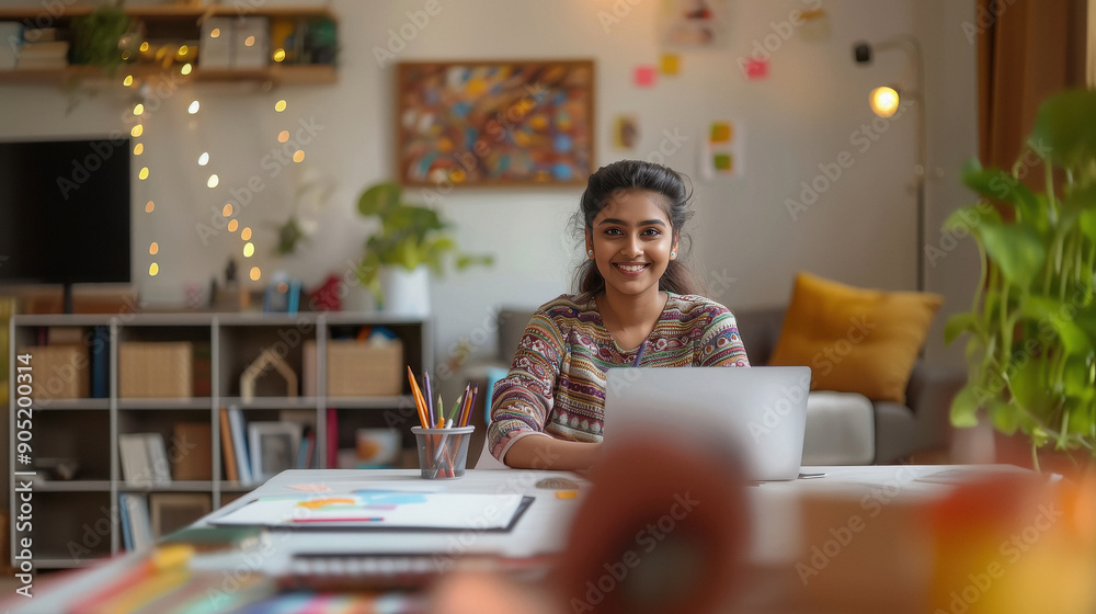Young indian woman working on laptop Young indian woman working on laptop