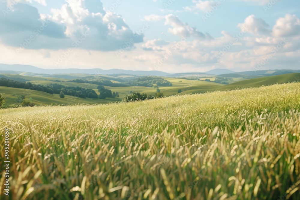 Rolling Hills and Green Fields Under a Cloudy Sky Rolling Hills and Green Fields Under a Cloudy Sky