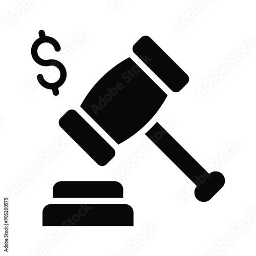 A bidding hammer with a dollar sign shows money law icon