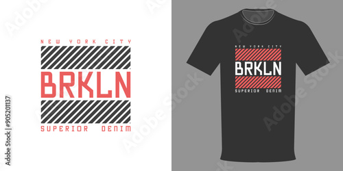Vector illustration. BROOKLYN NEW YORK SUPERIOR logo t-shirt.Retro fashion t-shirt design. Original Athletic Department. College league typography print