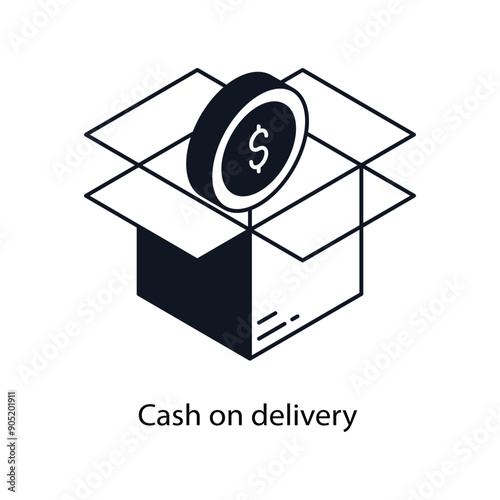 Cash on delivery Isometric outline style icon. Symbol on White background EPS 10 File 