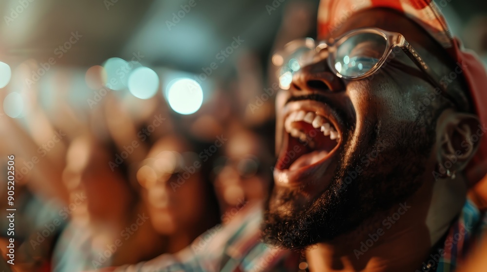 An energetic crowd at a concert with raised hands, showcasing the excitement and liveliness of the night event. The blurred background highlights the dynamic atmosphere of the concert. An energetic crowd at a concert with raised hands, showcasing the excitement and liveliness of the night event. The blurred background highlights the dynamic atmosphere of the concert.