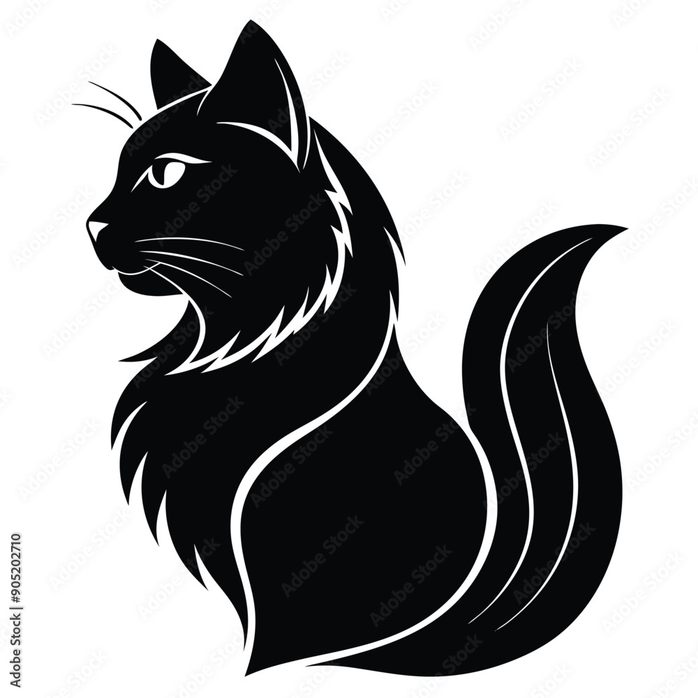logo of persiana cat face, side view, silhouette, black and white, white background logo of persiana cat face, side view, silhouette, black and white, white background