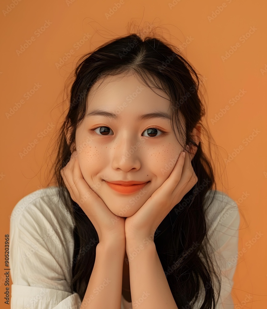 Portrait of a Young Asian Woman with Freckles Portrait of a Young Asian Woman with Freckles
