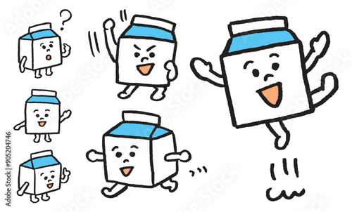 青と白のフォルムがかわいい牛乳パックのキャラ素材