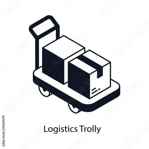 Logistics Trolly Isometric outline style icon. Symbol on White background EPS 10 File 