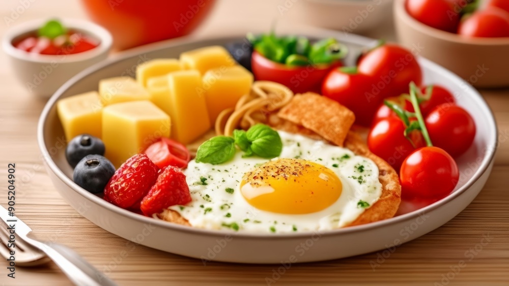  A colorful and healthy breakfast plate
