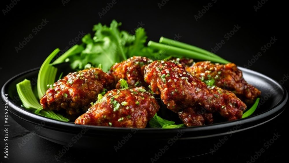 Fototapeta premium Deliciously spicy chicken wings ready to be savored