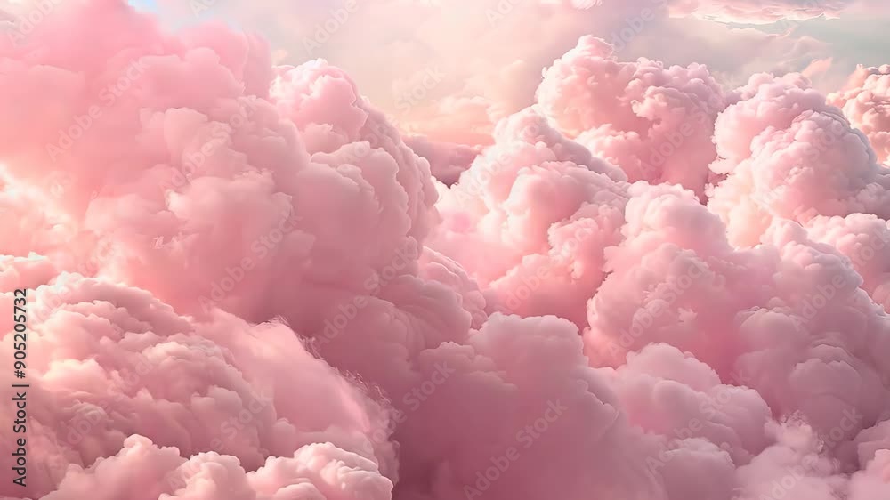 Serene pink clouds gracefully moving in a tranquil sky