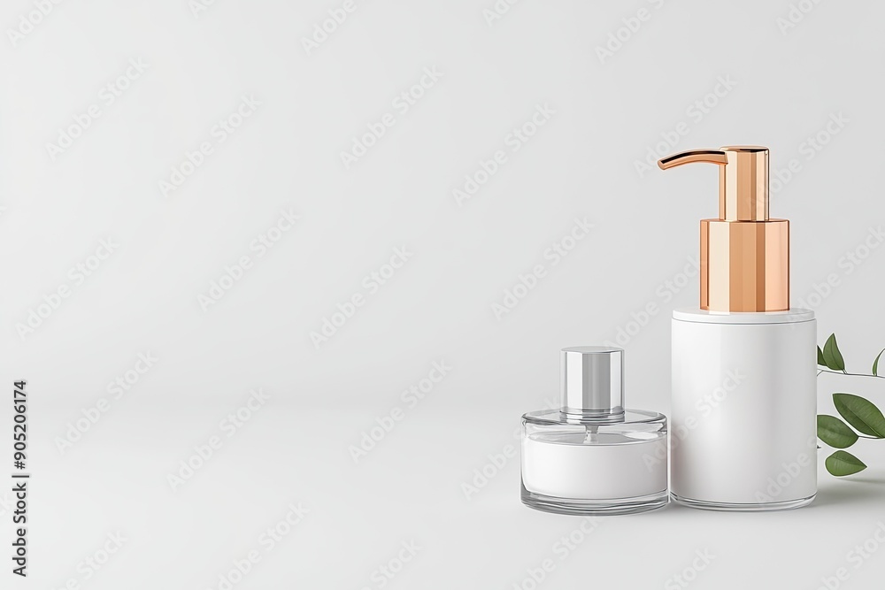 Sleek Cosmetic Bottle with Customizable Area, Set Against Clean White Background, Beauty Product Mockup, Elegant Skincare Packaging Design Sleek Cosmetic Bottle with Customizable Area, Set Against Clean White Background, Beauty Product Mockup, Elegant Skincare Packaging Design
