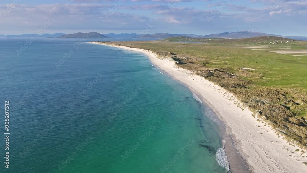 Drone flight captures stunning aerial view of West Beach, Berneray Drone flight captures stunning aerial view of West Beach, Berneray