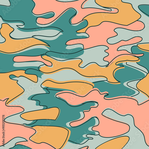 Modern abstract background camouflage pastel pattern. Vector illustration design flyer poster greeting material product magazine cover story post social media event party pography banner promo sale ad