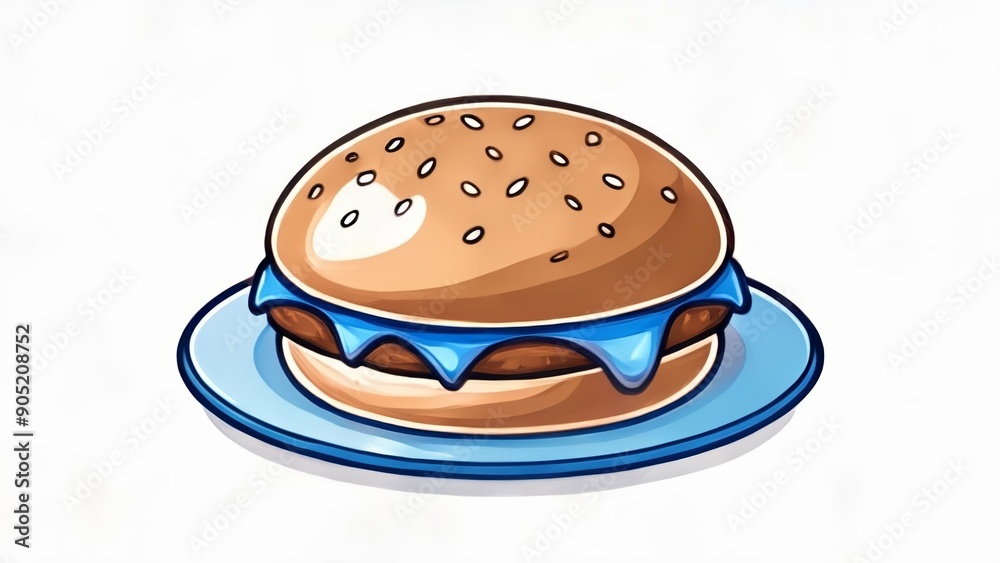 Deliciously tempting burger with a side of blue plate charm Deliciously tempting burger with a side of blue plate charm