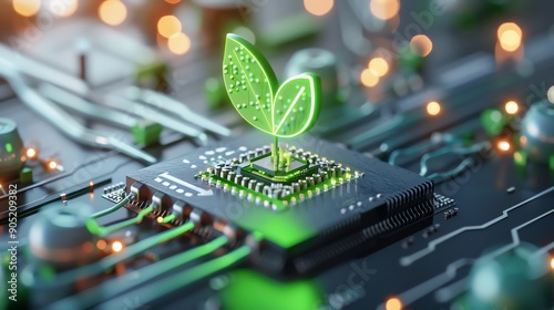 Sustainable Supply Chain A glowing representation of a green supply chain, highlighting sustainable sourcing and ethical production.