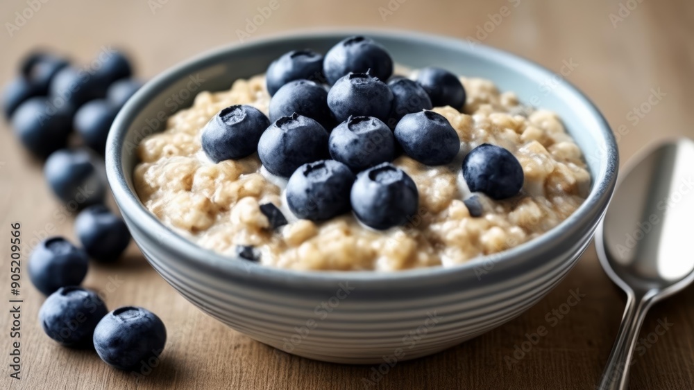 A wholesome breakfast with a touch of blueberry delight A wholesome breakfast with a touch of blueberry delight
