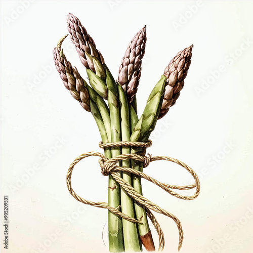 Asparagus branches. White background.