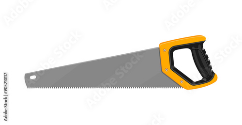 Hand saw for wood - carpentry tool flat. Vector illustration on white background