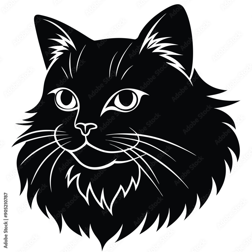 logo of persiana cat face, side view, silhouette, black and white, white background logo of persiana cat face, side view, silhouette, black and white, white background