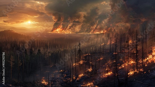 After a forest fire natural disaster The destruction of the earth photo