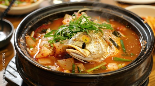 Korean style fish dish Pollack Soup photo