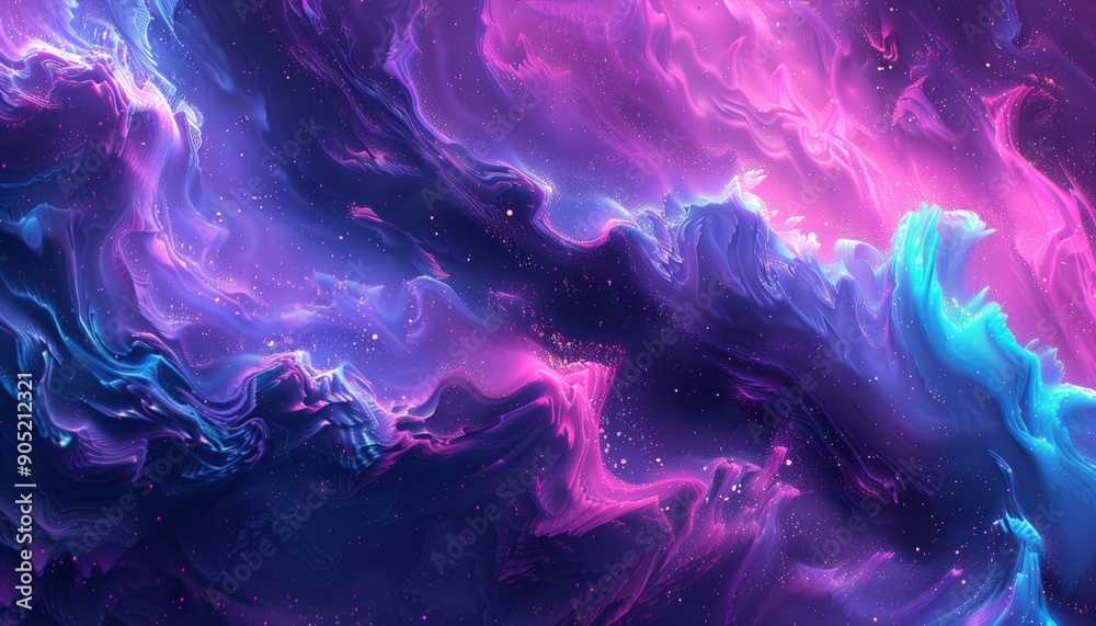Obraz premium Abstract Swirling Purple and Blue Nebula with Glitter