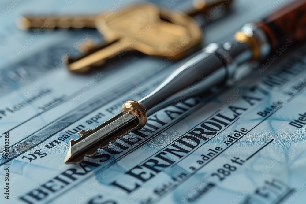 Loan agreement documents keys, symbolizing financial agreements mortgages
