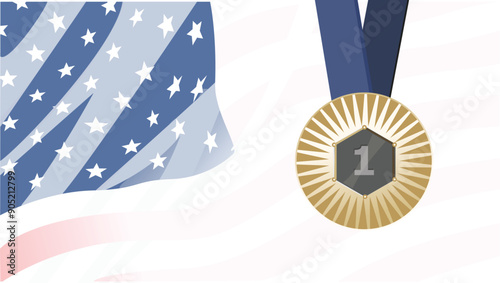 Great editable vector file of medal winner with usa or america flag in the background best for your digital design and print mockup