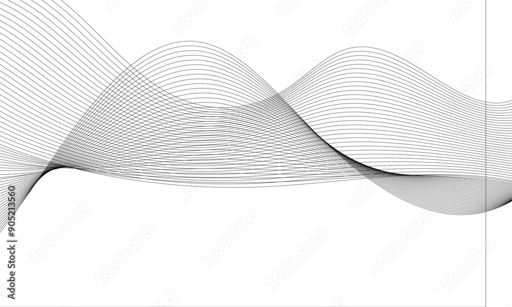 Abstract wavy grey technology lines on transparent background. Abstract gray curved line for banner design and frequency sound wave line. Abstract wavy grey technology lines on transparent background. Abstract gray curved line for banner design and frequency sound wave line.