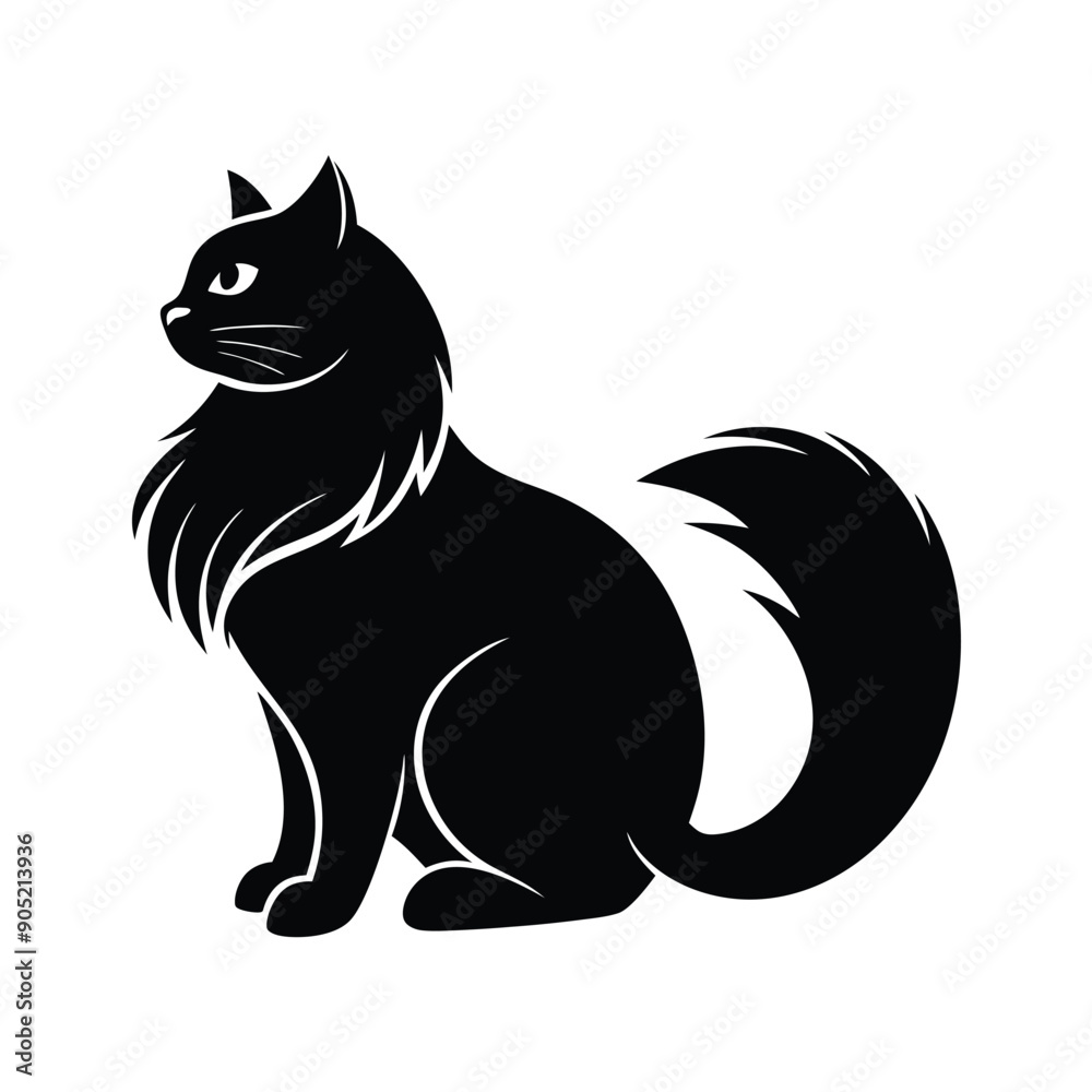 logo of persiana cat face, side view, silhouette, black and white, white background logo of persiana cat face, side view, silhouette, black and white, white background