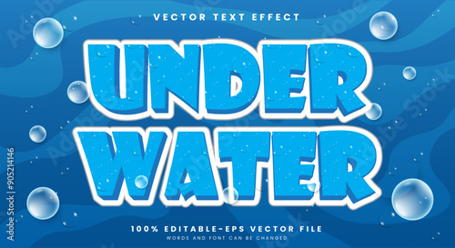 Under Water editable text effect template with deep sea background