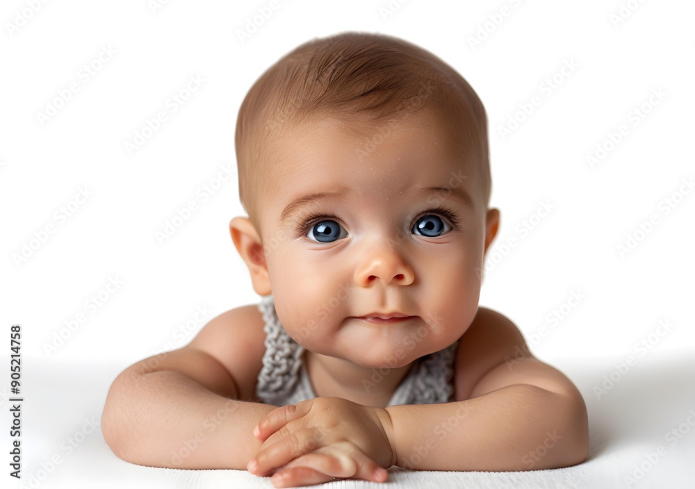 Cute Baby Girl With Blue Eyes Looking Up Cute Baby Girl With Blue Eyes Looking Up