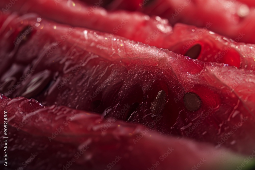 Ultra macro shot of a freshly cut piece of watermelon, showcasing the juicy texture without any shadows. Ultra macro shot of a freshly cut piece of watermelon, showcasing the juicy texture without any shadows.
