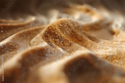 A mesmerizing close-up of a solitary grain of sand, showcasing its distinctive shape and intricate texture. The image invites the viewer to appreciate the tiny details often overlooked. photo